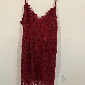 Evening midi red dress